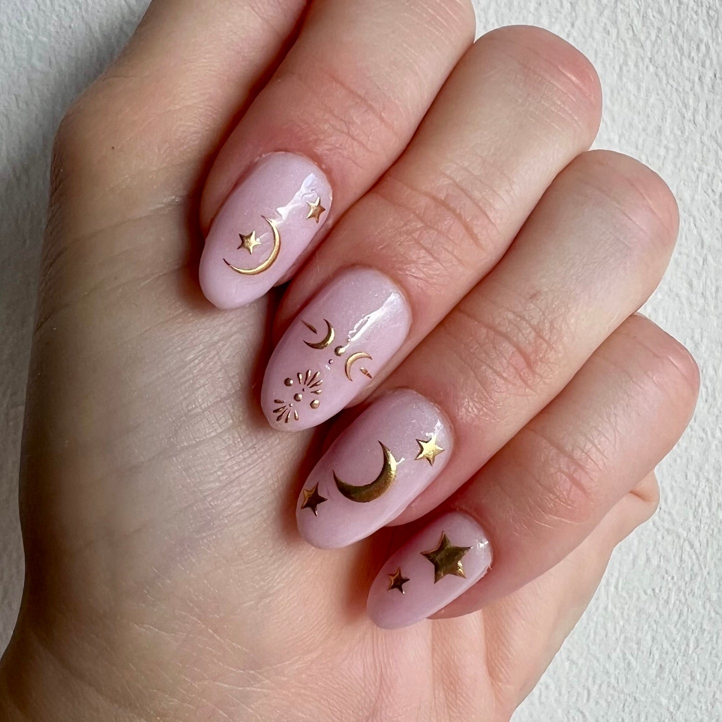 Gold Moon & Stars Nail Stickers