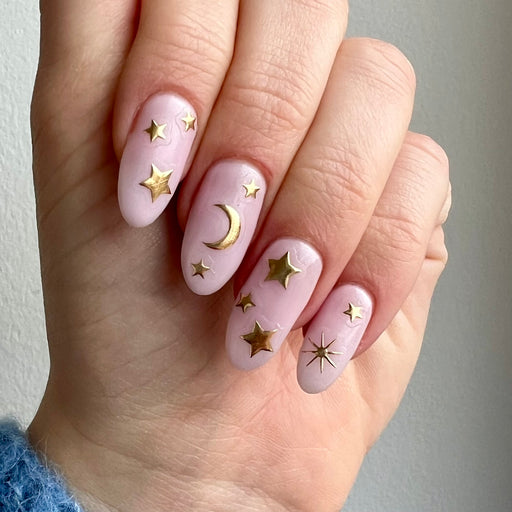 Gold Moon & Stars Nail Stickers