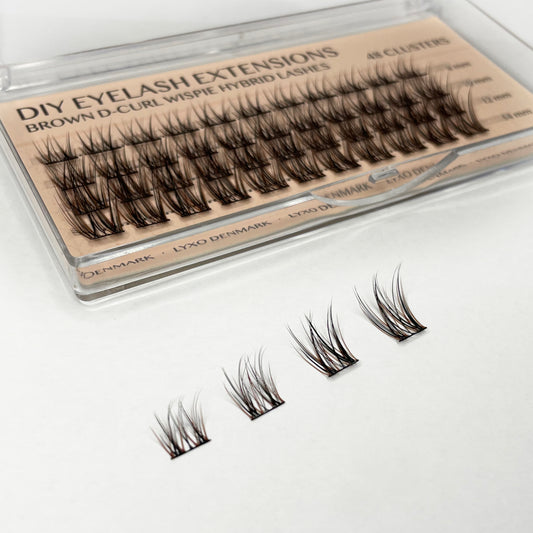 BROWN Wispie Hybrid D-curl Clusters/Lashes