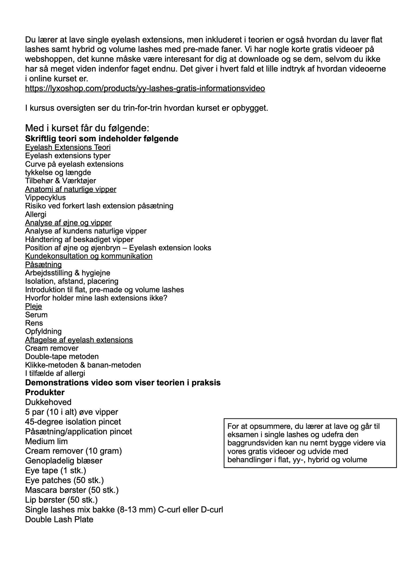 Eyelash Extensions Kursus (ONLINE)